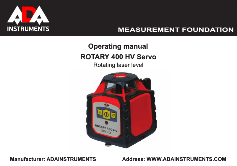 Image de la première page du manuel de l'appareil Rotary 400 HV Servo