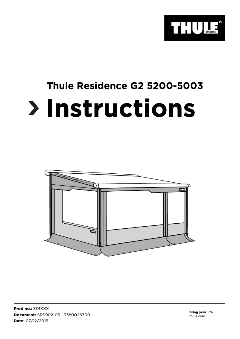 Page 1 of the manual User Manual Thule Residence G2 5200-5003