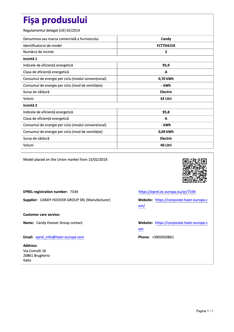 Image de la première page du manuel de l'appareil FCT7D415X
