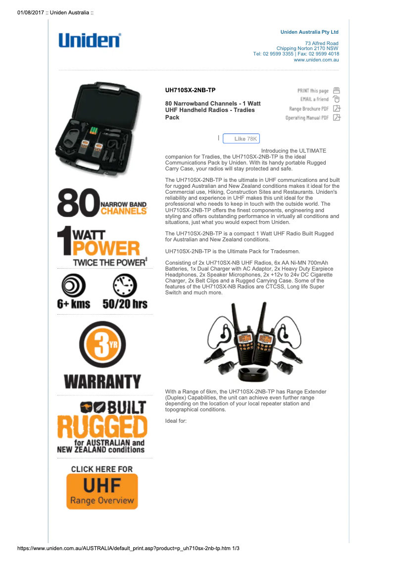 Image de la première page du manuel de l'appareil UH710SX-2NB-TP