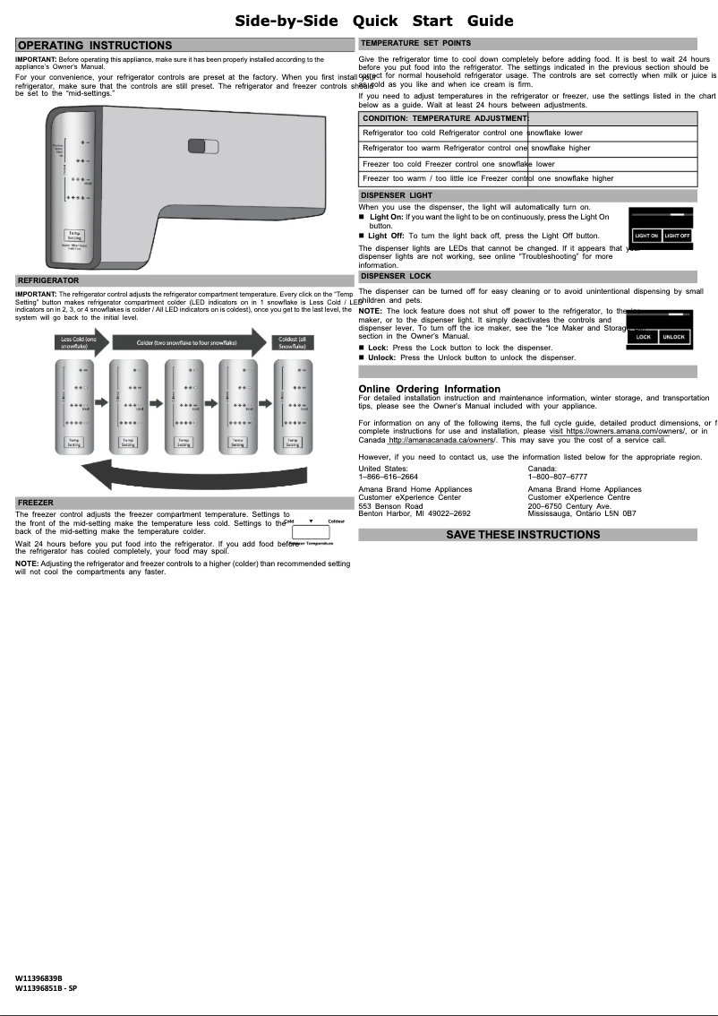 Page 1 de la notice Guide de démarrage rapide Amana ASI2575GRS
