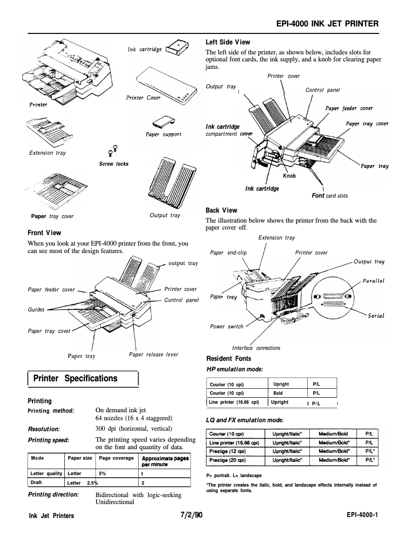 Page n°1 - Fiche technique Epson EPI-4000