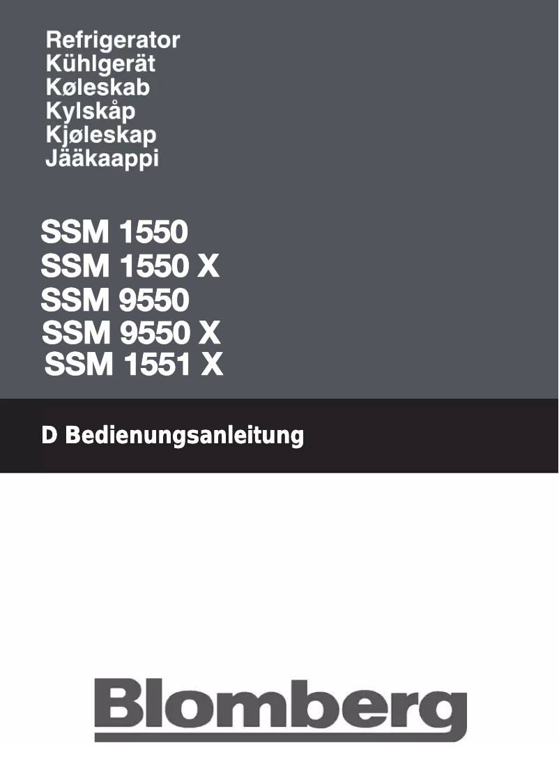 Page n°1 - Manuel utilisateur Blomberg SSM 9550