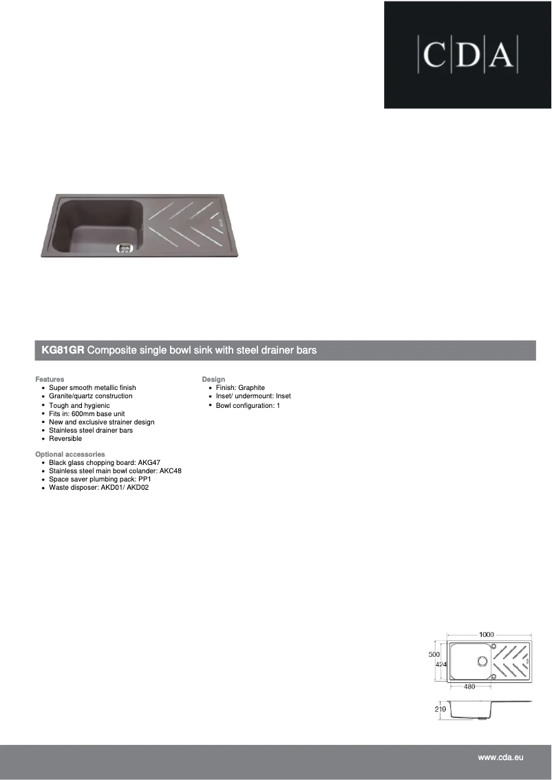 Page n°1 - Fiche technique CDA KG81GR