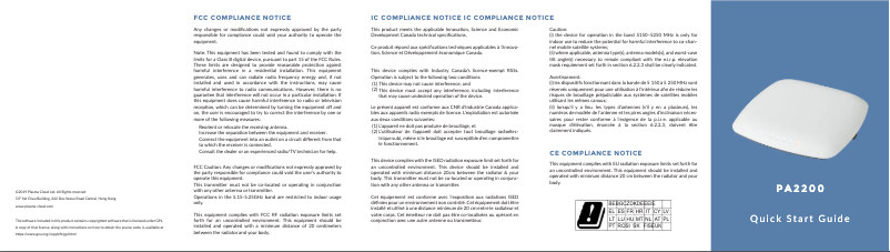 Page 1 de la notice Manuel utilisateur Plasma Cloud PA2200