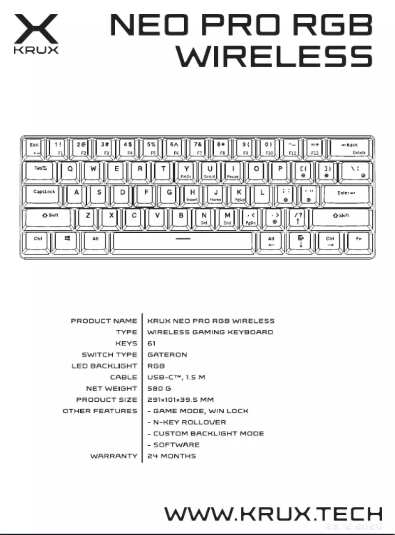 Page 1 de la notice Manuel utilisateur KRUX Neo PRO RGB Wireless