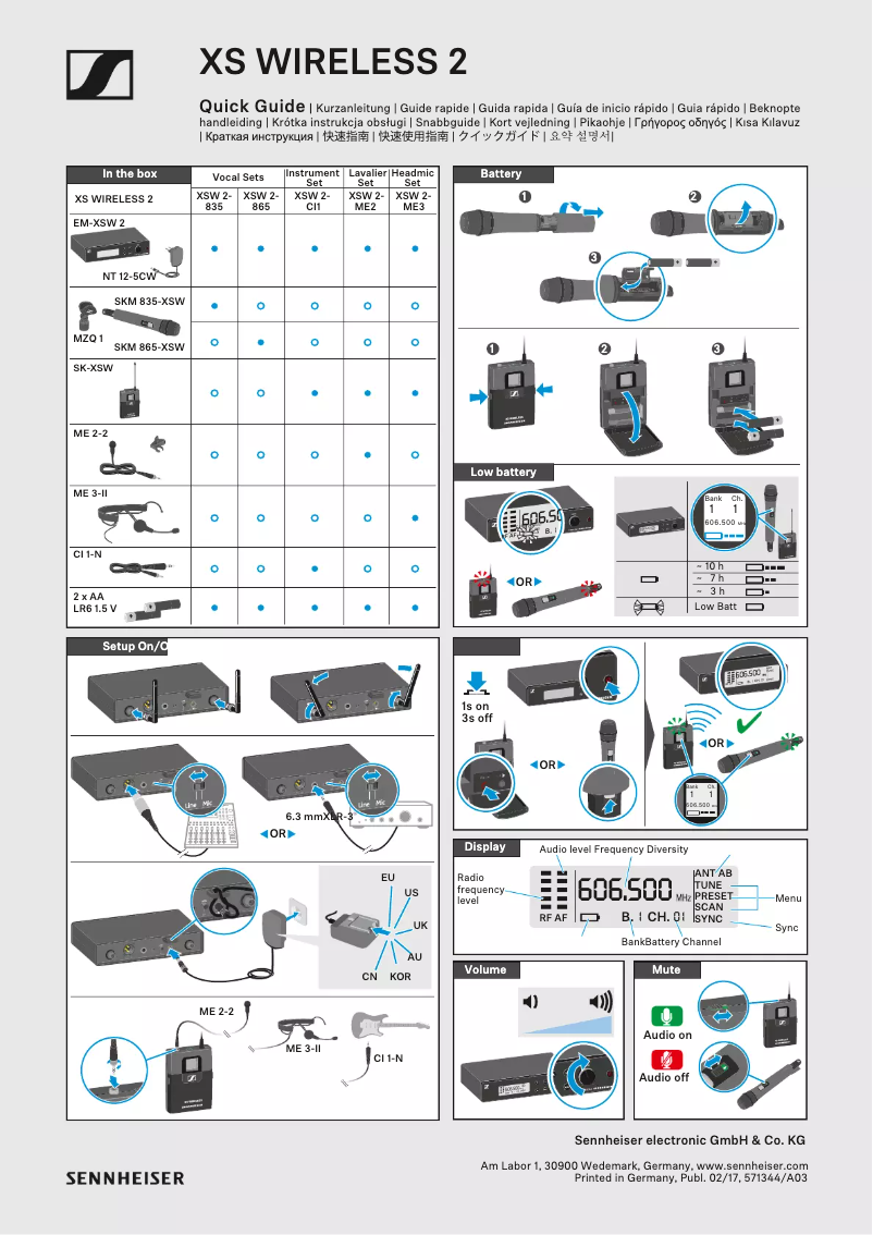 Image de la première page du manuel de l'appareil XSW 2-ME3
