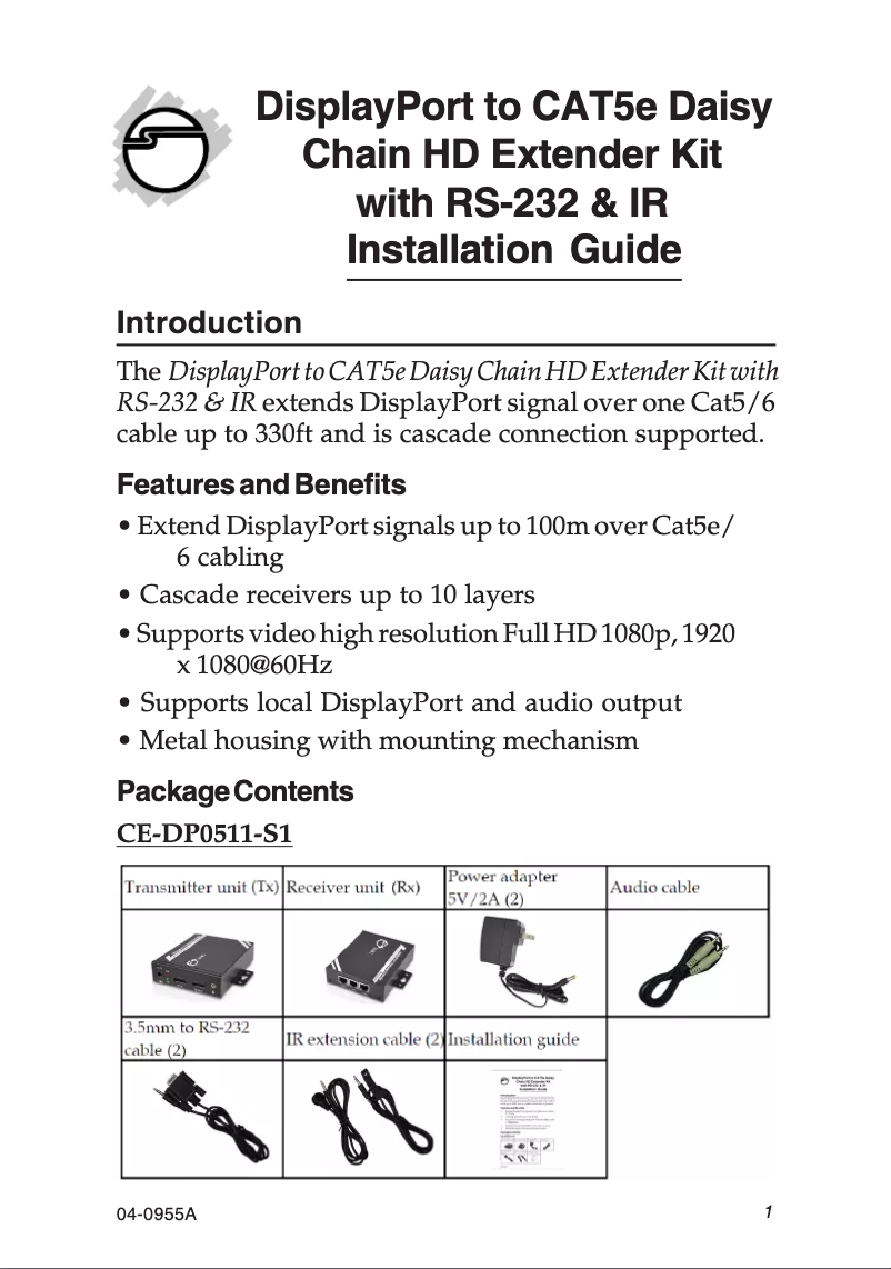 Page 1 de la notice Manuel utilisateur Siig CE-DP0511-S1