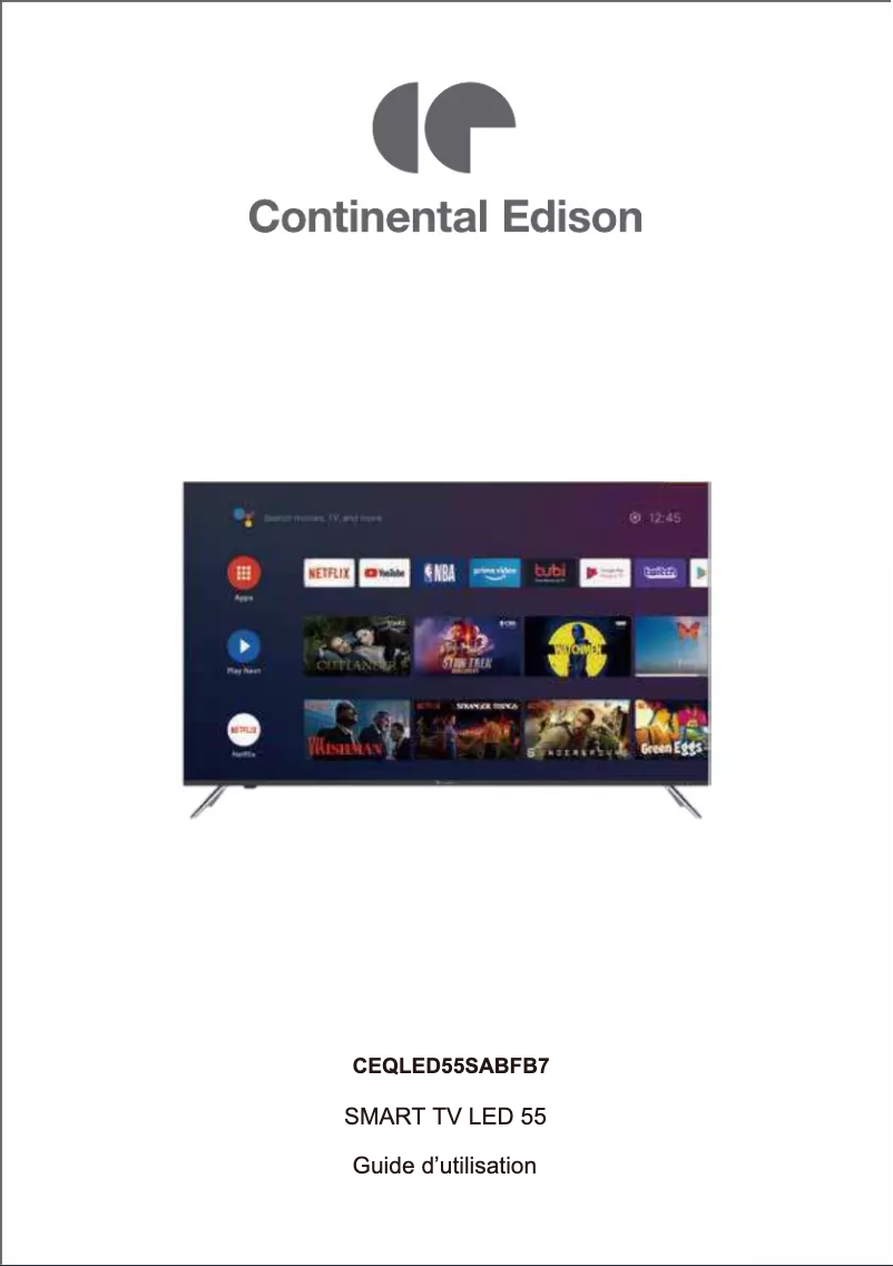 Page n°1 - Manuel utilisateur Continental Edison CEQLED55SABFB7