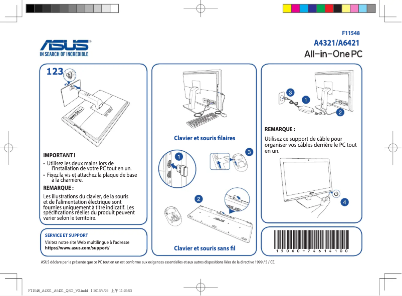 Page 1 de la notice Guide d'installation Asus A4321