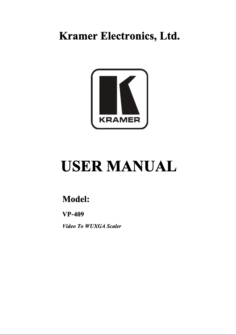 Página 1 del manual Manual de usuario Kramer VP-409