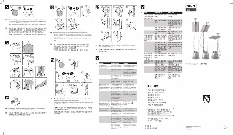 Page 1 de la notice Manuel utilisateur Philips STE3052