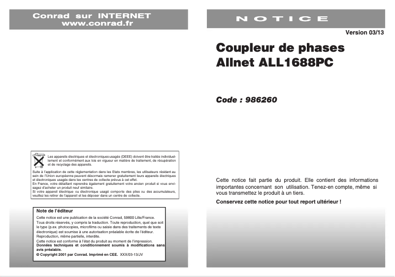 Page n°1 - Manuel utilisateur Allnet ALL1688PC