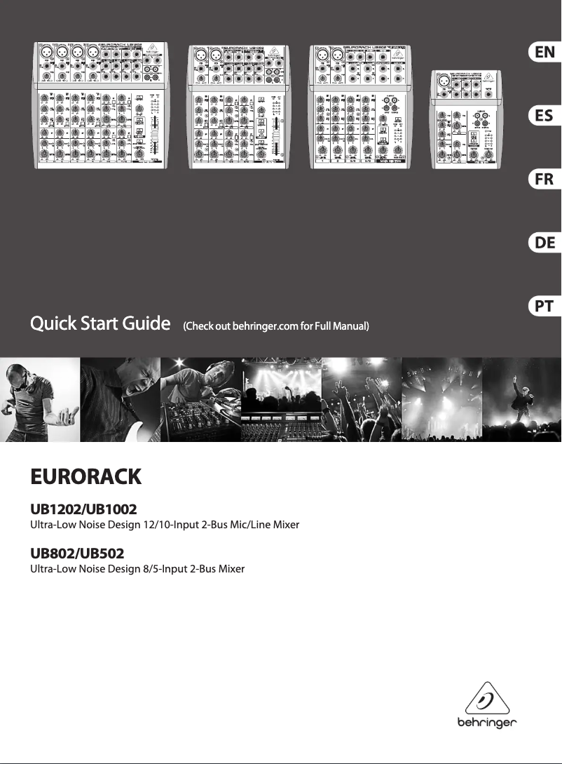 Page 1 of the manual Quick Start Guide Behringer UB802