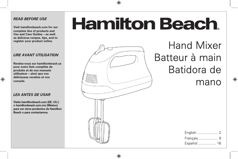 Page n°1 - Manuel utilisateur Hamilton Beach 62639