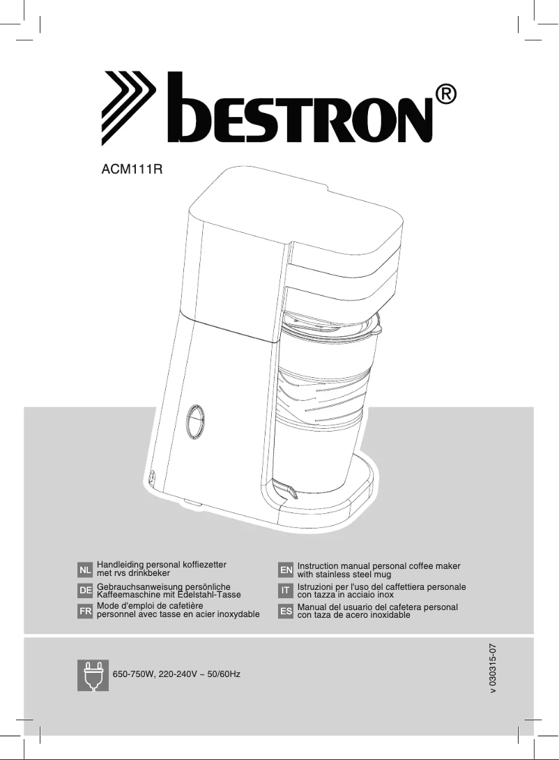 Page 1 de la notice Manuel utilisateur Bestron ACM111R