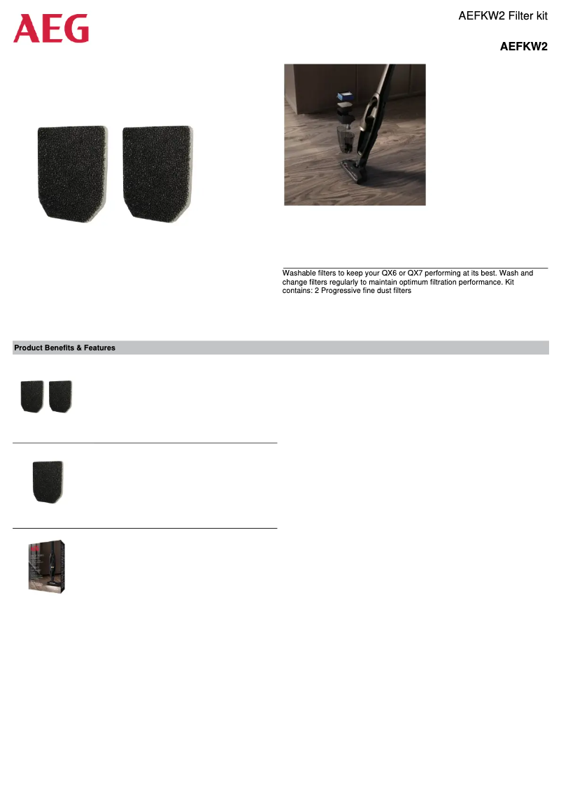 Page 1 de la notice Manuel utilisateur AEG AEFKW2