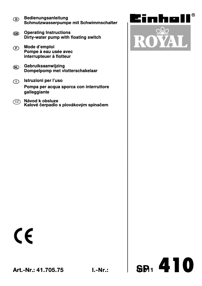Page n°1 - Manuel utilisateur Einhell Royal SP 410