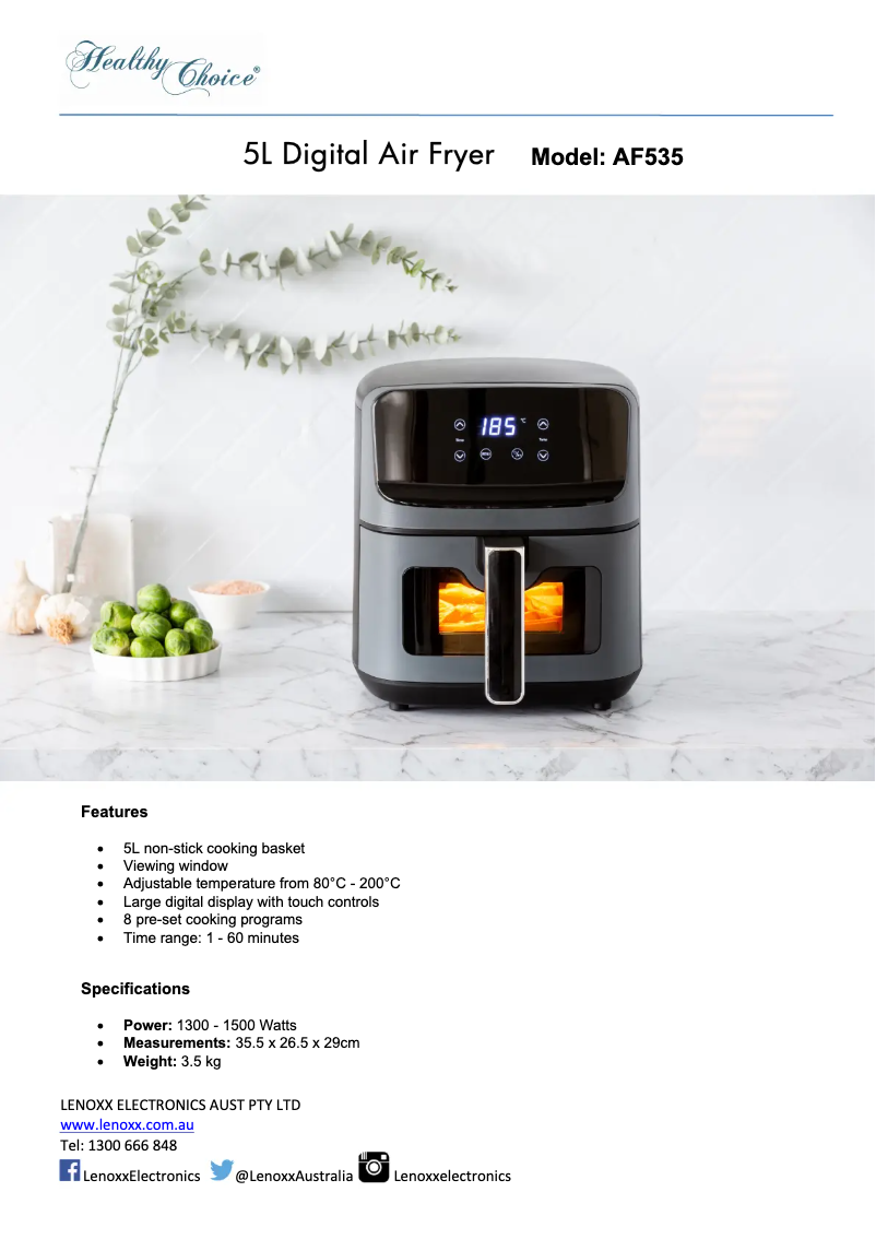 Page n°1 - Fiche technique Healthy Choice AF535