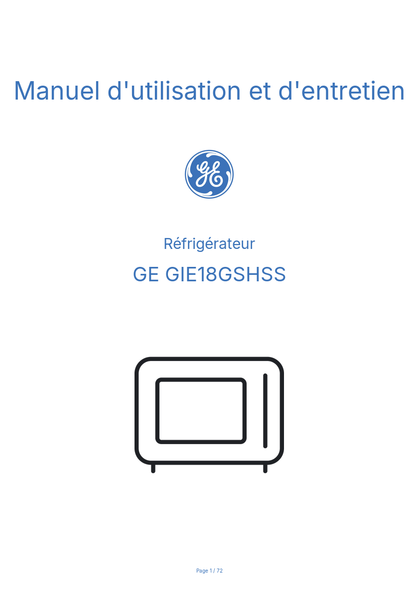 Image de la première page du manuel de l'appareil GIE18GSHSS