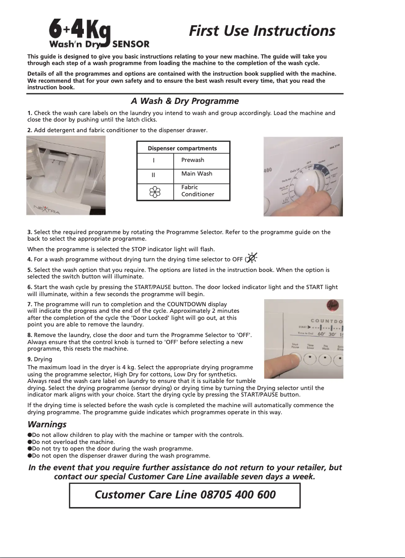 Page 1 de la notice Manuel utilisateur Hoover HNWL 6136-80