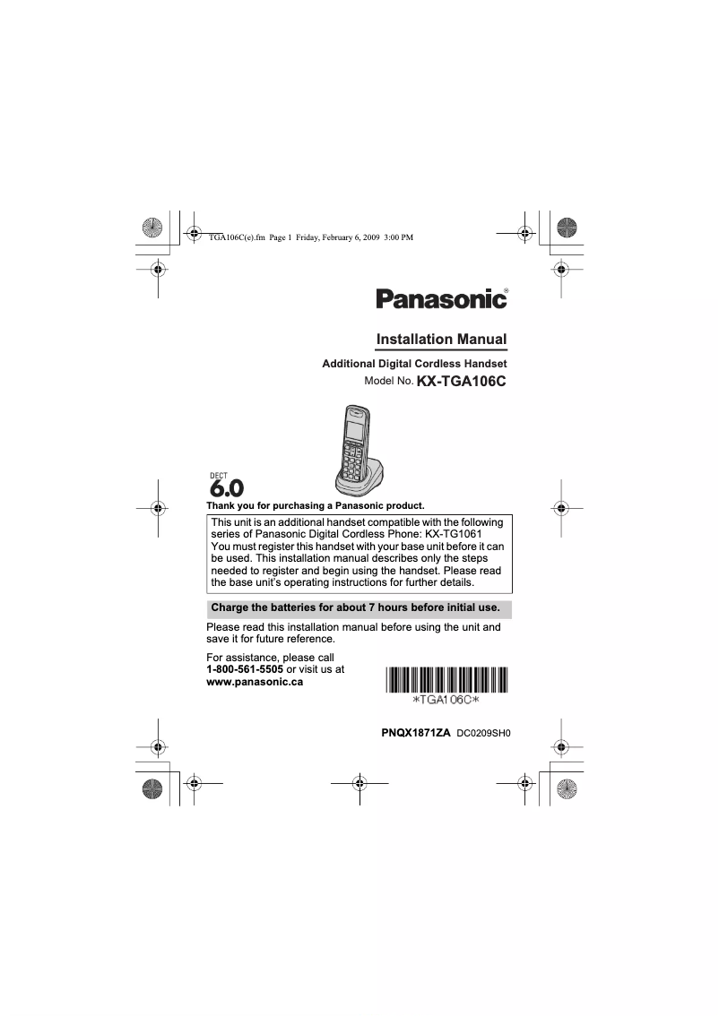 Página 1 del manual Manual de usuario Panasonic KX-TGA106