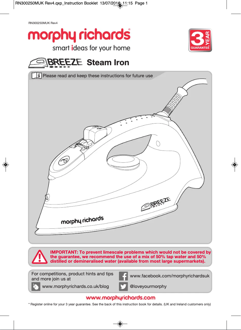 Page 1 de la notice Manuel utilisateur Morphy Richards Breeze 300275
