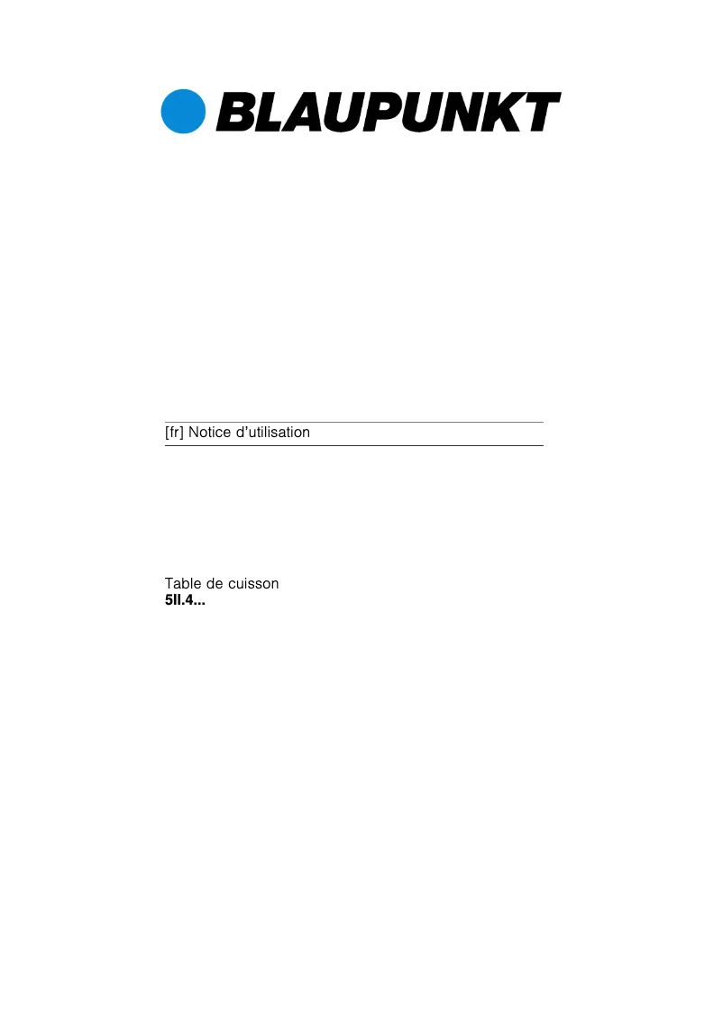 Page 1 de la notice Manuel utilisateur Blaupunkt 5II64351