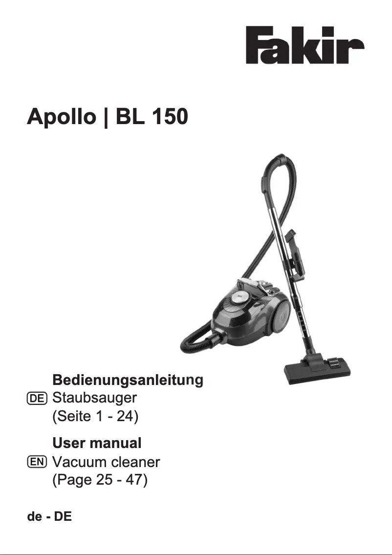 Image de la première page du manuel de l'appareil Apollo BL 150