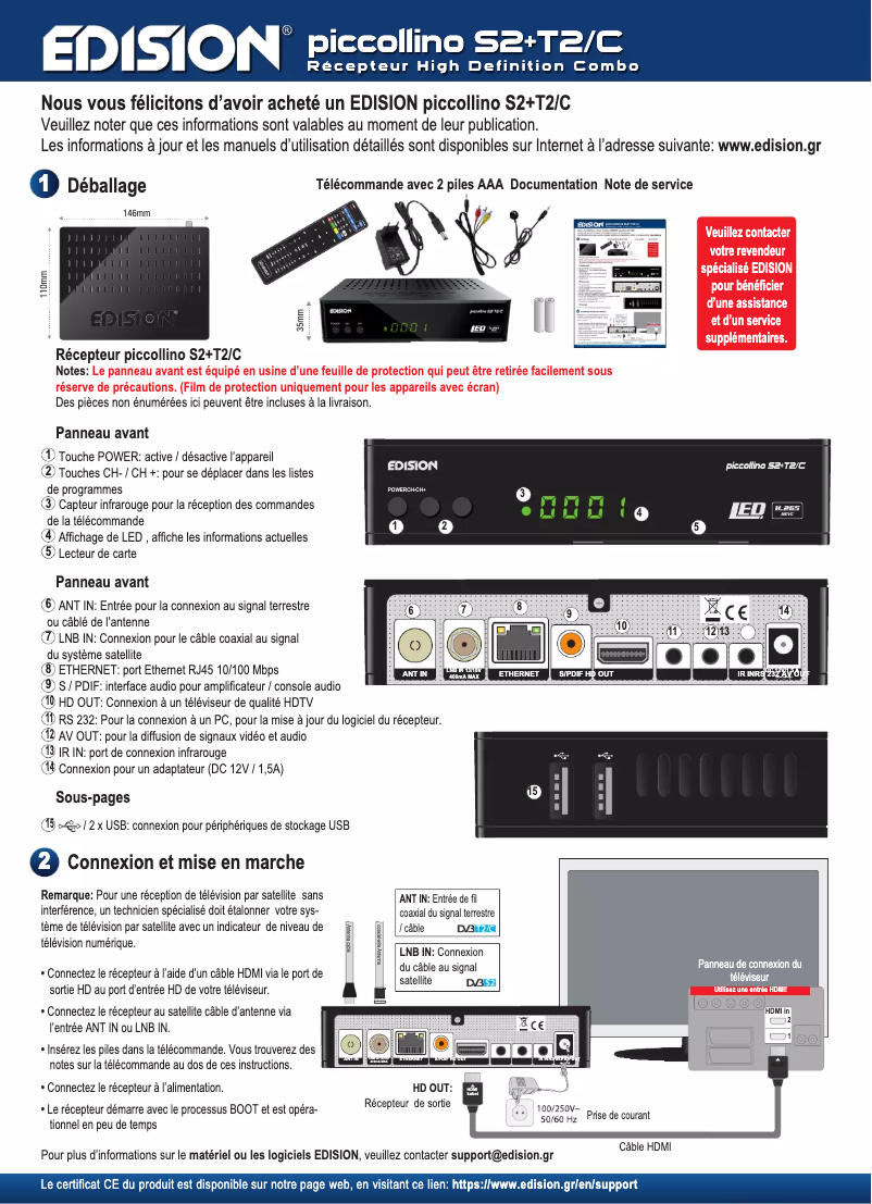 Page n°1 - Manuel utilisateur Edision Piccollino S2+T2/C