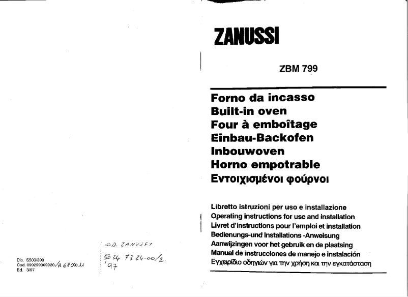 Image de la première page du manuel de l'appareil ZBM 799 X