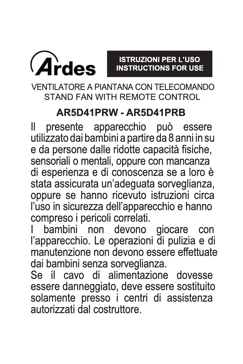 Page n°1 - Instructions / montage Ardes AR5D41PRW