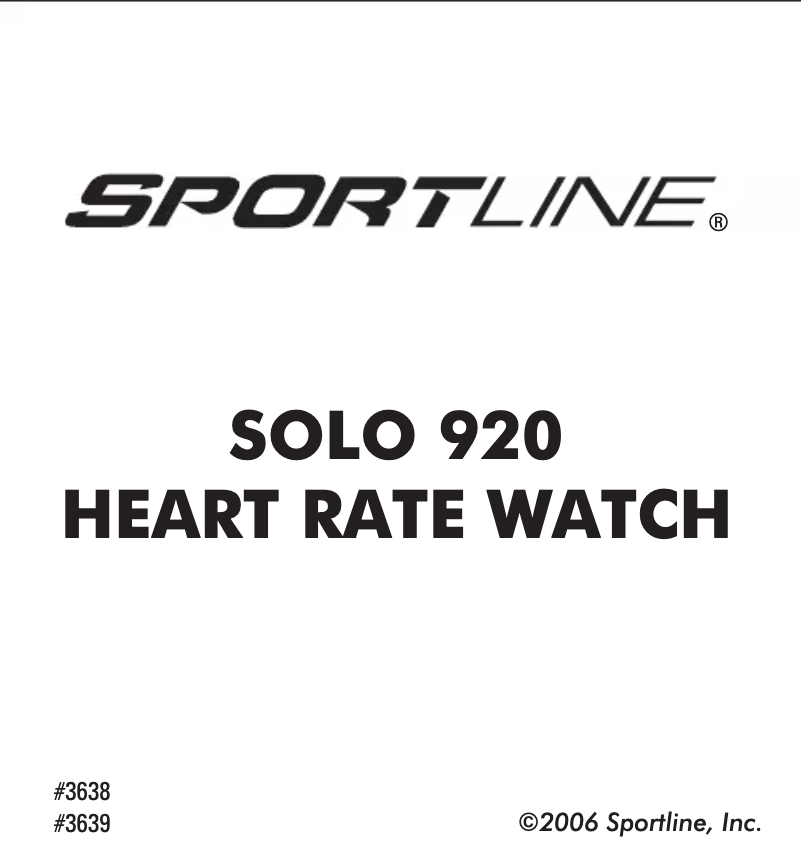 Page n°1 - Manuel utilisateur Sportline Solo 920