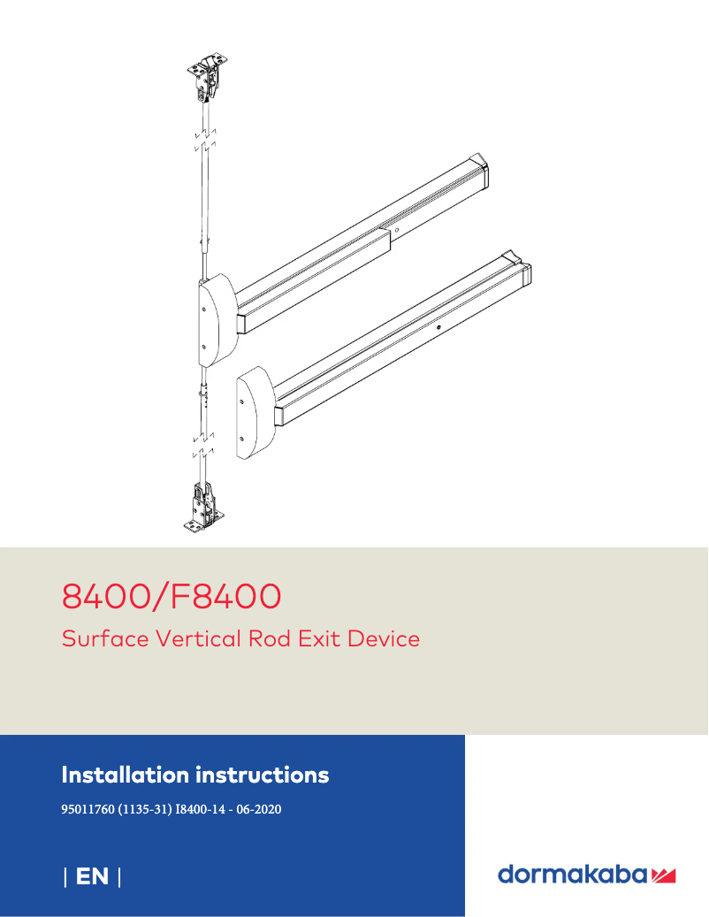 Page 1 de la notice Manuel utilisateur Dormakaba 8400