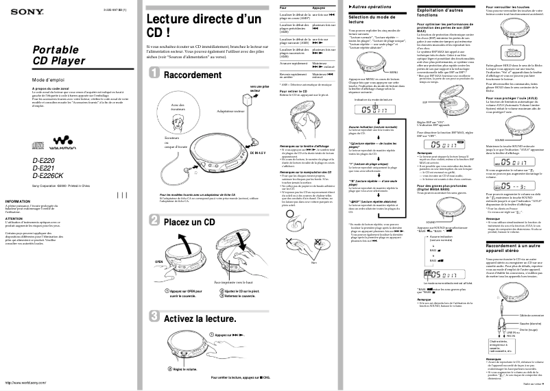 Image de la première page du manuel de l'appareil D-E220