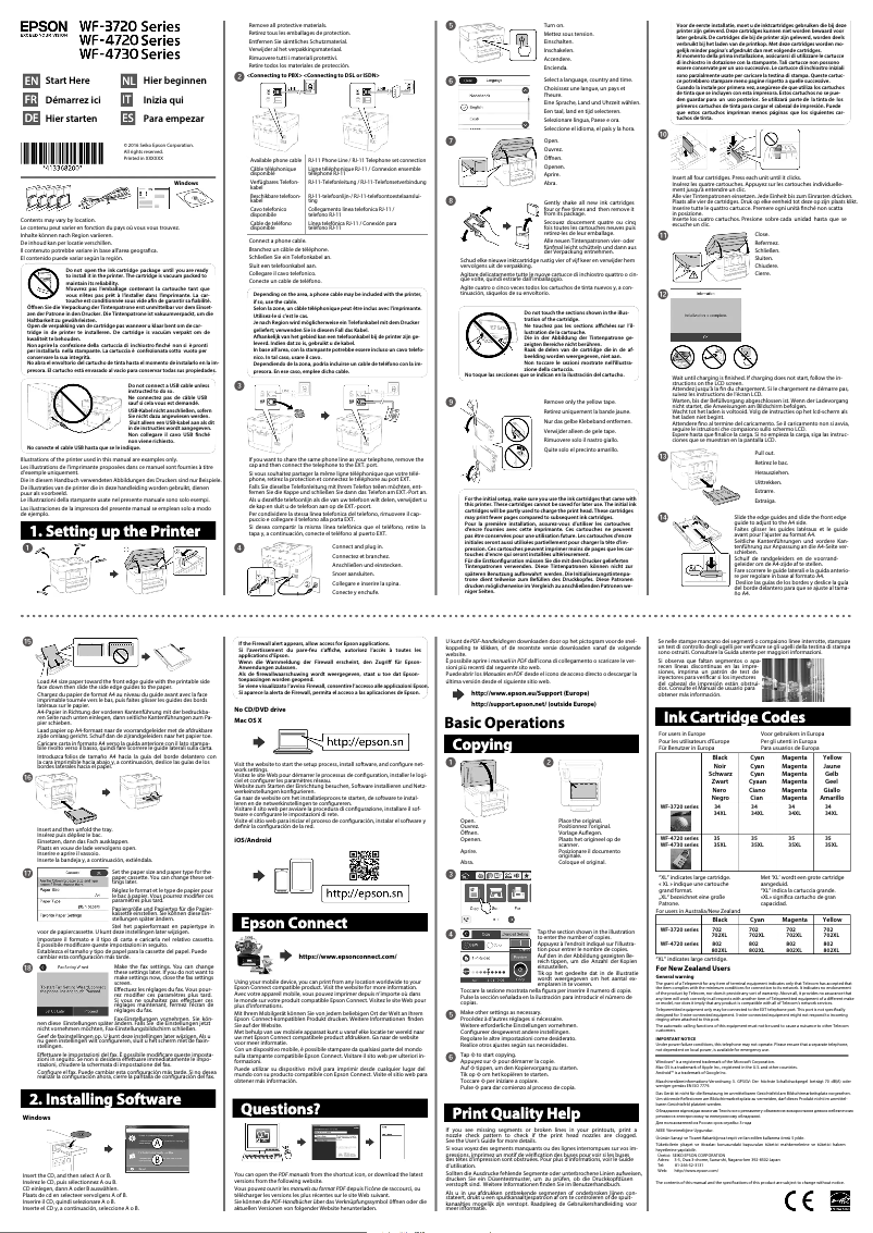 Page 1 de la notice Guide d'installation Epson WorkForce Pro WF-4720DWF