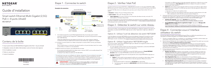 Page n°1 - Guide d'installation Netgear MS108TUP