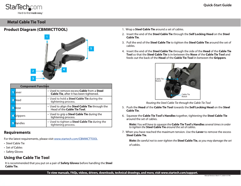 Page n°1 - Manuel utilisateur StarTech.com CBMMCTTOOL