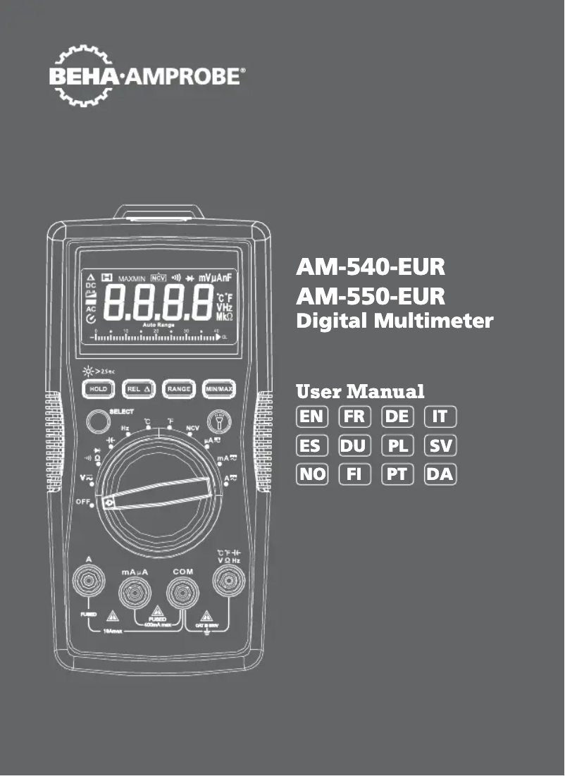 Page 1 de la notice Manuel utilisateur Beha-Amprobe AM-540-EUR