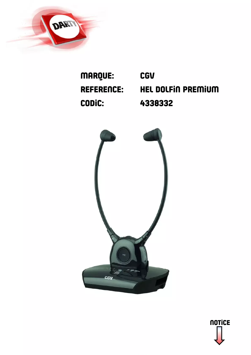 Page 1 de la notice Manuel utilisateur CGV Hel Dolfin Premium
