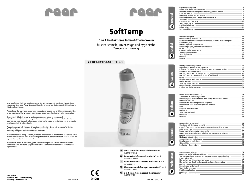 Image de la première page du manuel de l'appareil SoftTemp 98010