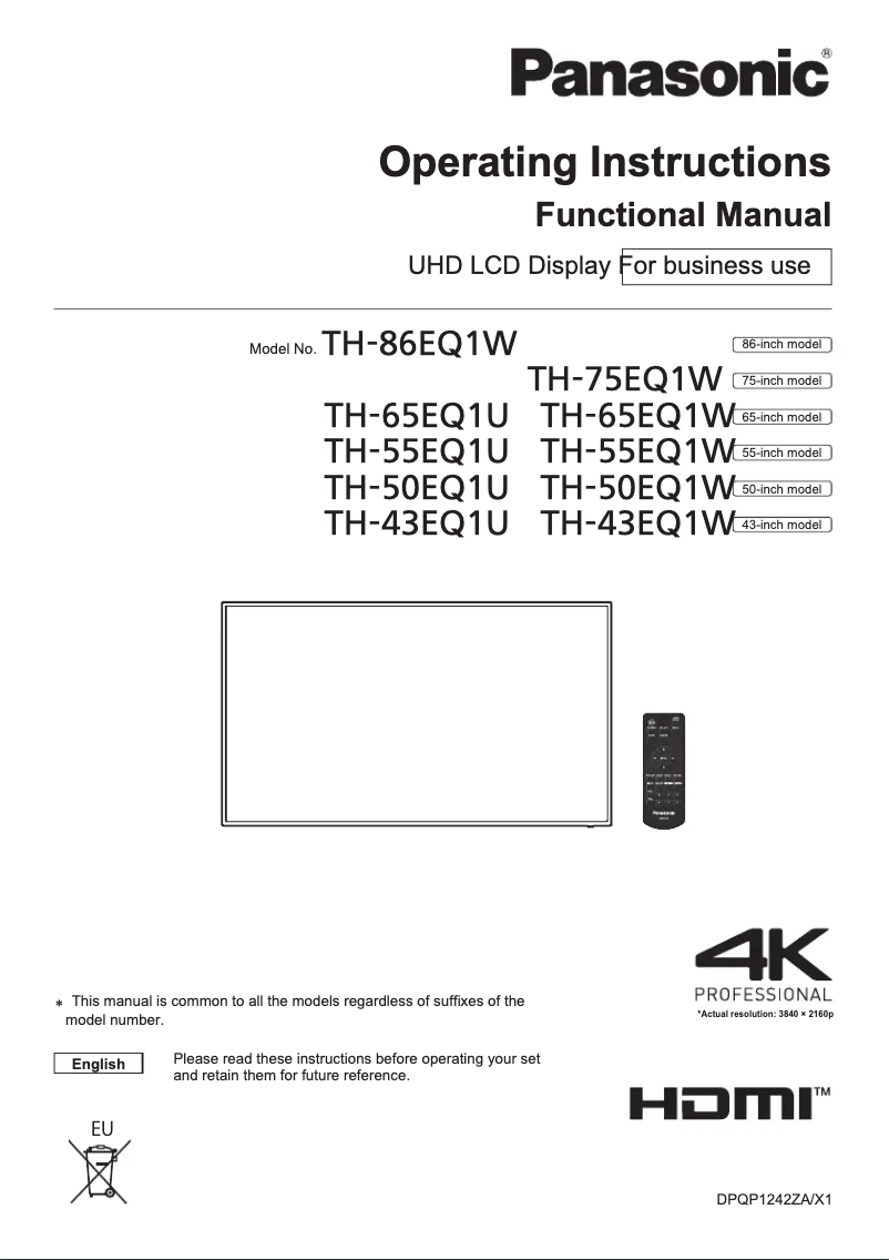 Image de la première page du manuel de l'appareil TH-55EQ1W