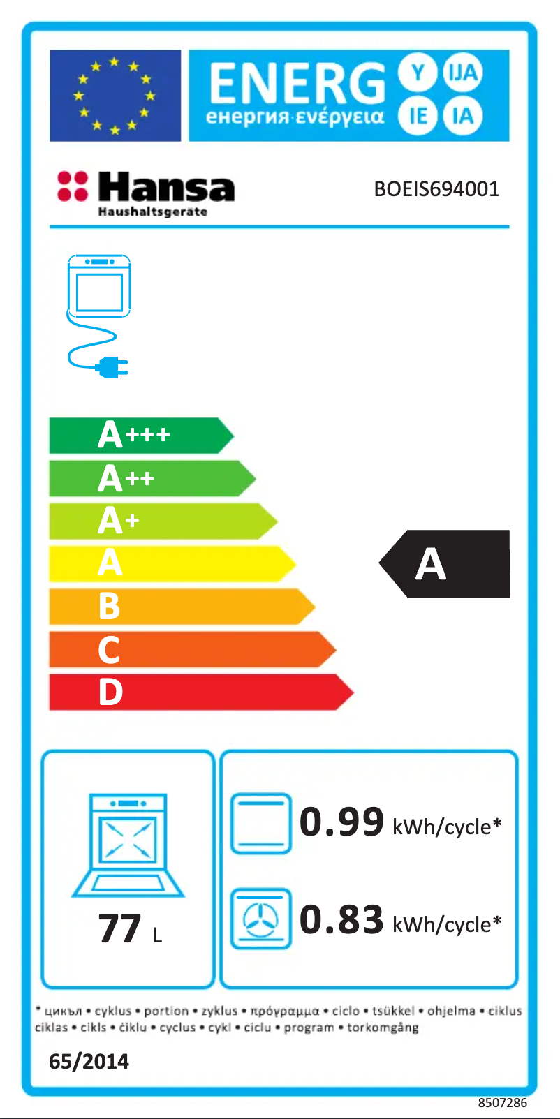 Page 1 de la notice Manuel utilisateur Hansa BOEIS694001