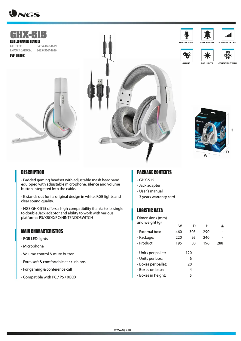 Page n°1 - Manuel utilisateur NGS GHX-515