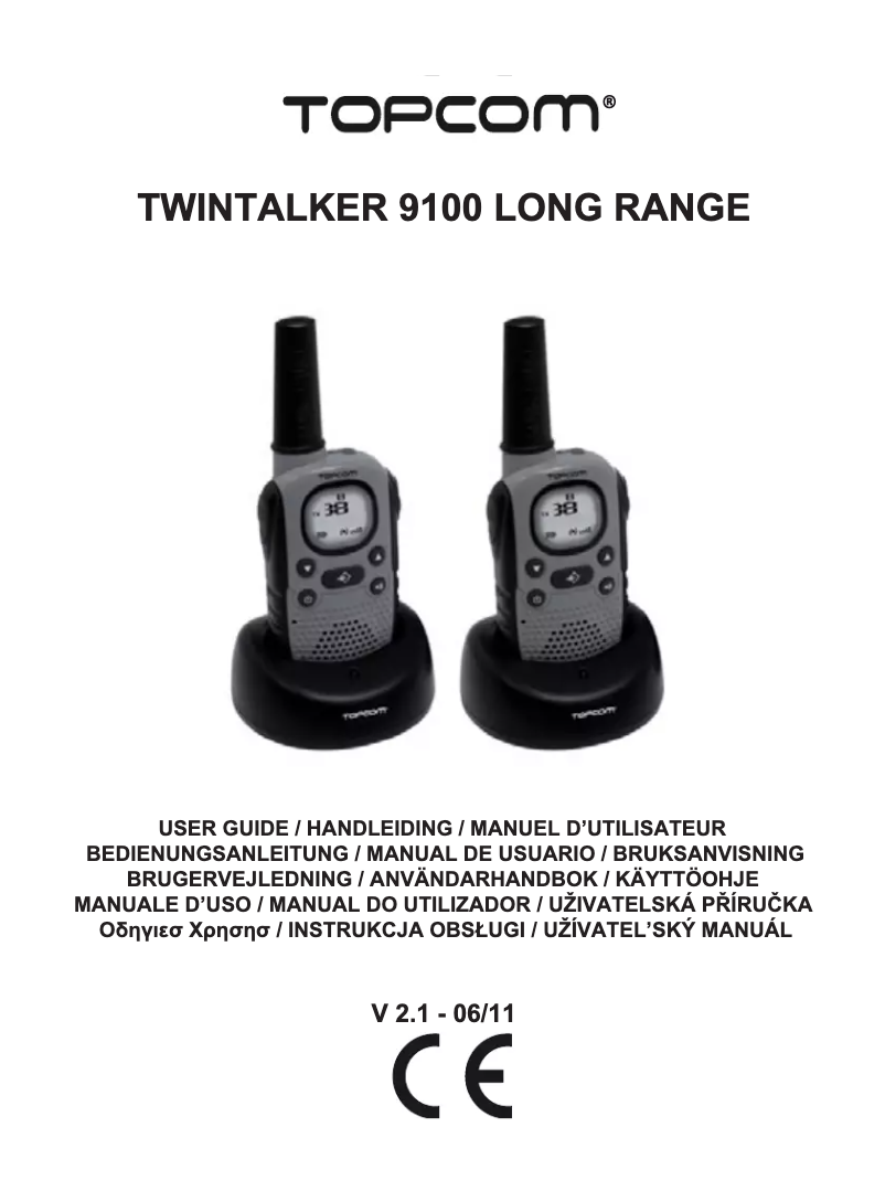 Page n°1 - Manuel utilisateur Topcom Twintalker 9100 Long Range