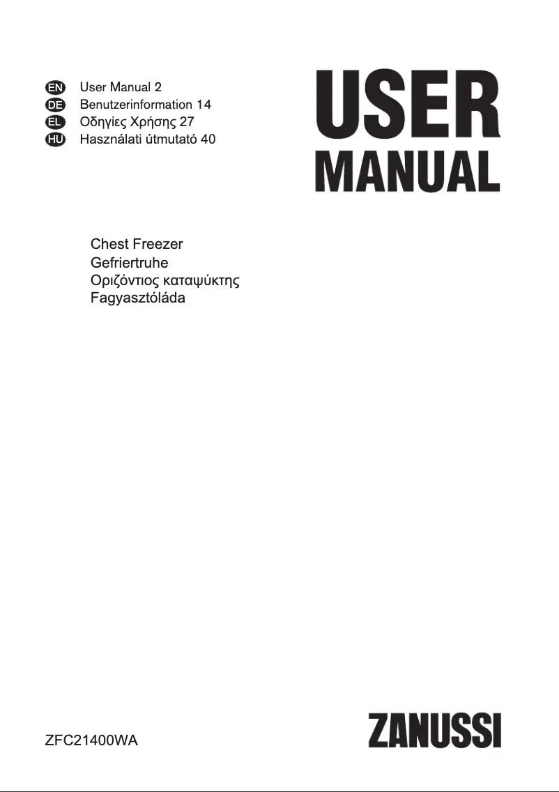 Page 1 de la notice Manuel utilisateur Zanussi ZFC 21400 WA