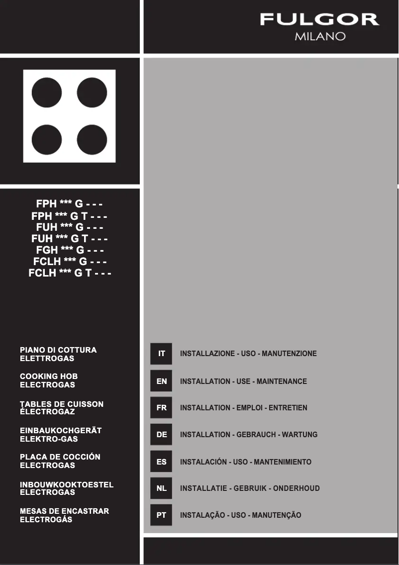 Page 1 de la notice Manuel utilisateur Fulgor Milano FPH 755 G WK X