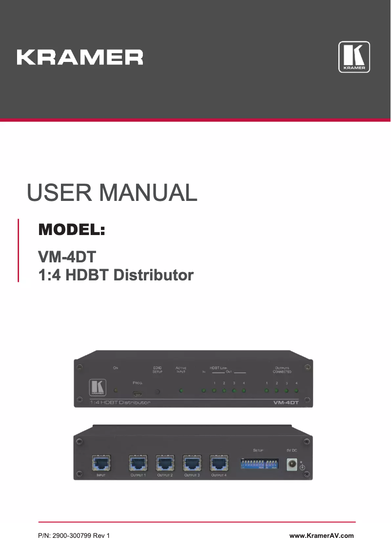 Page 1 de la notice Manuel utilisateur Kramer VM-4DT