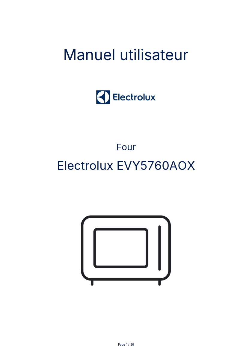 Page n°1 - Manuel utilisateur Electrolux EVY5760AOX
