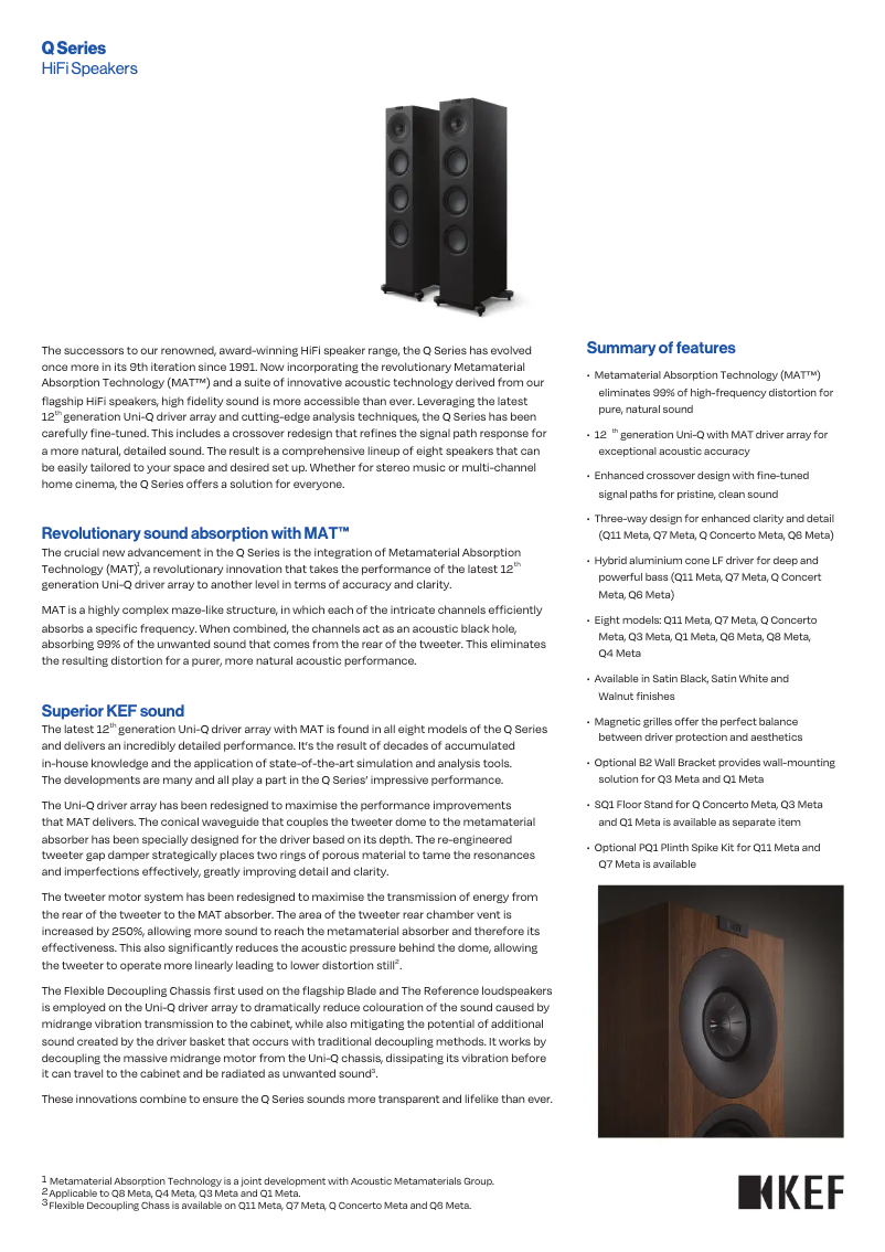 Page n°1 - Fiche technique KEF Q7
